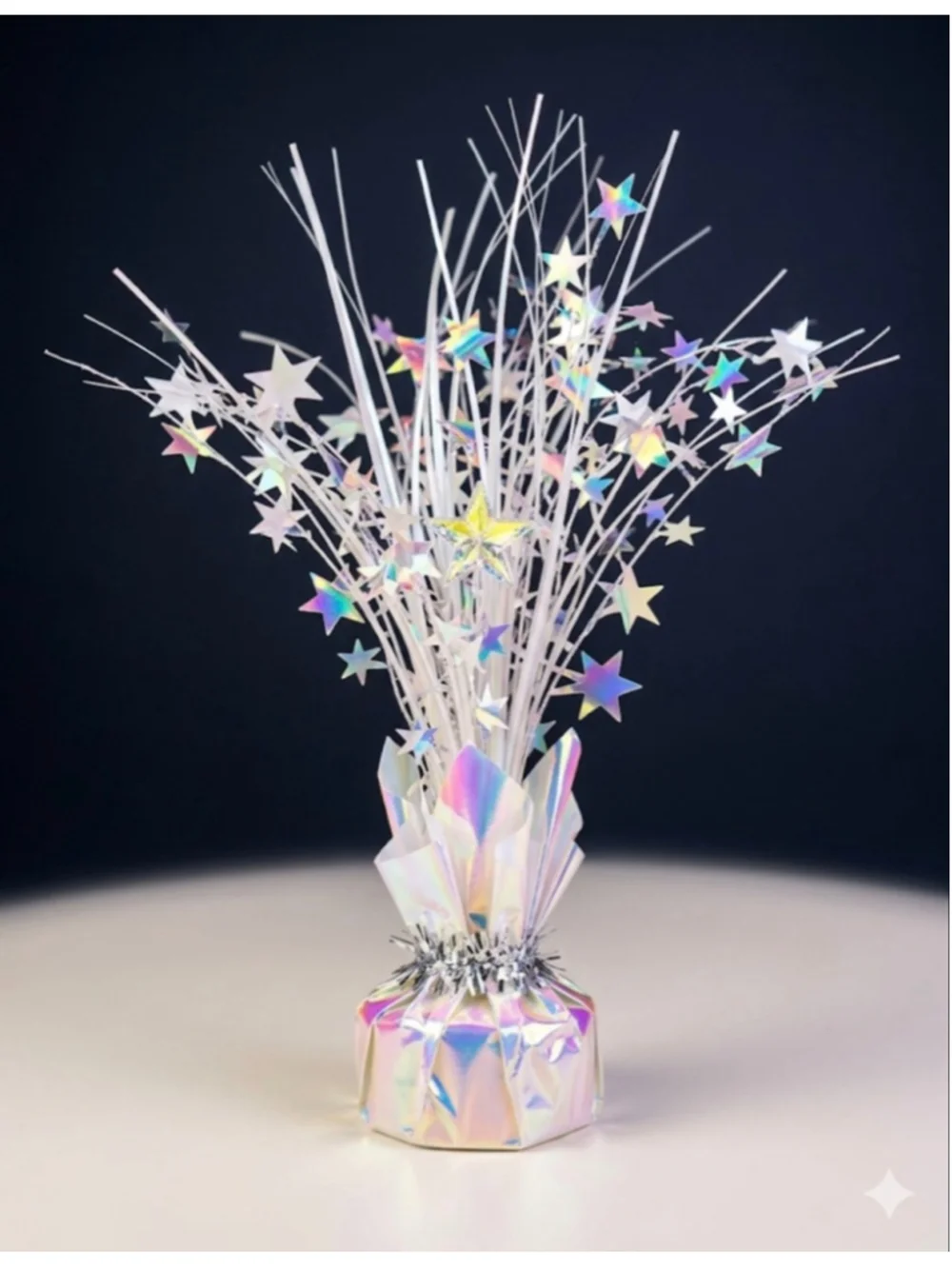 Set of 9 Iridescent White Star Balloon Weights